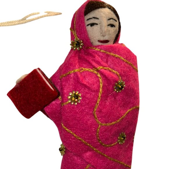 Silk Road Bazaar Malala HAND MADE local artisan Kyrgyzstan DOLL wool ornament - Picture 2 of 3